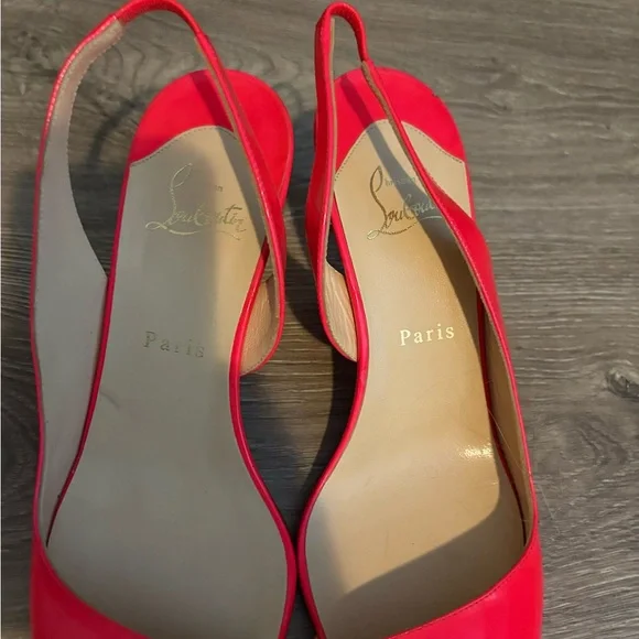 Christian Louboutin Pink Patent Slingback Pointed-Toe Flats. Never worn. - Picture 2 of 6